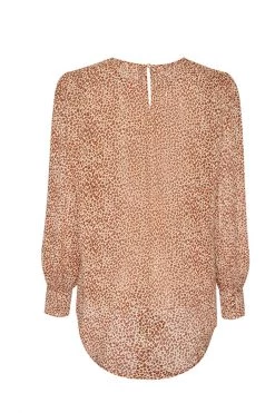 Ivy + Jack Frankie Caramel Mini Leopard Blouson Sleeve Top New In