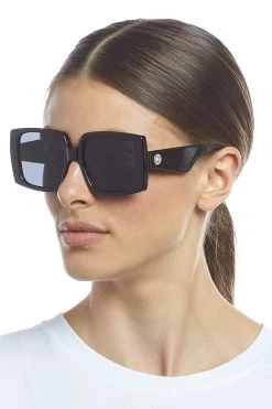 Le Specs Glo Getter Oversized Square Black Sunglasses Eyewear