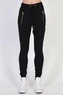Federation Escape Black Trackies With Gold Zips + NO Print