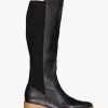 Minx Gemma Black Knee High Black Leather Boot With Stretch Suede Get The Look