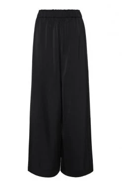 Among The Brave Super Luxe Black Elastic Waist Wide Leg Satin Pant New In