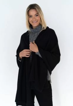 Humidity Lifestyle New In Wide Wrap Cotton Black Scarf