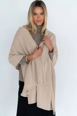 Humidity Lifestyle Wide Wrap Cotton Latte Scarf New In