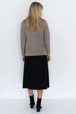 Humidity Lifestyle Kira Charcoal Marle Roll Neck Rib Jumper