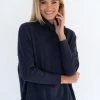 Humidity Lifestyle Alyssa Roll Neck Super Soft Navy Floaty Jumper