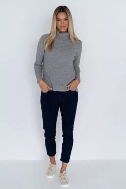 Humidity Lifestyle New In Lizzy Turtle Neck Super Soft Grey Rib Jumper