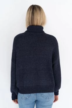 Humidity Lifestyle Becca Cable Navy Turtle Neck Jumper
