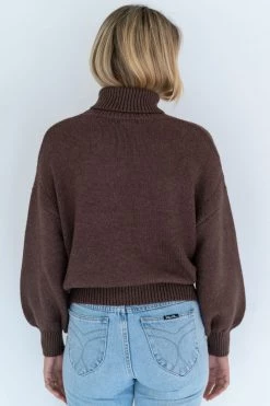 Humidity Lifestyle Becca Cable Walnut Turtle Neck Knit Jumper New In