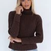 Humidity Lifestyle New In Keely Cotton Blend Roll Neck Chocolate Knit Jumper