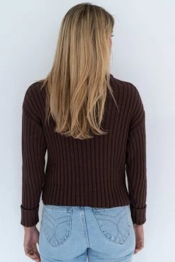 Humidity Lifestyle New In Keely Cotton Blend Roll Neck Chocolate Knit Jumper