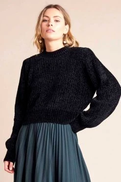 Gysette Harlow Black Chenille Knit Jumper Knitwear