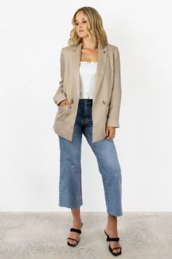 Ivy + Jack New In Mason Sand Linen Boyfried Blazer