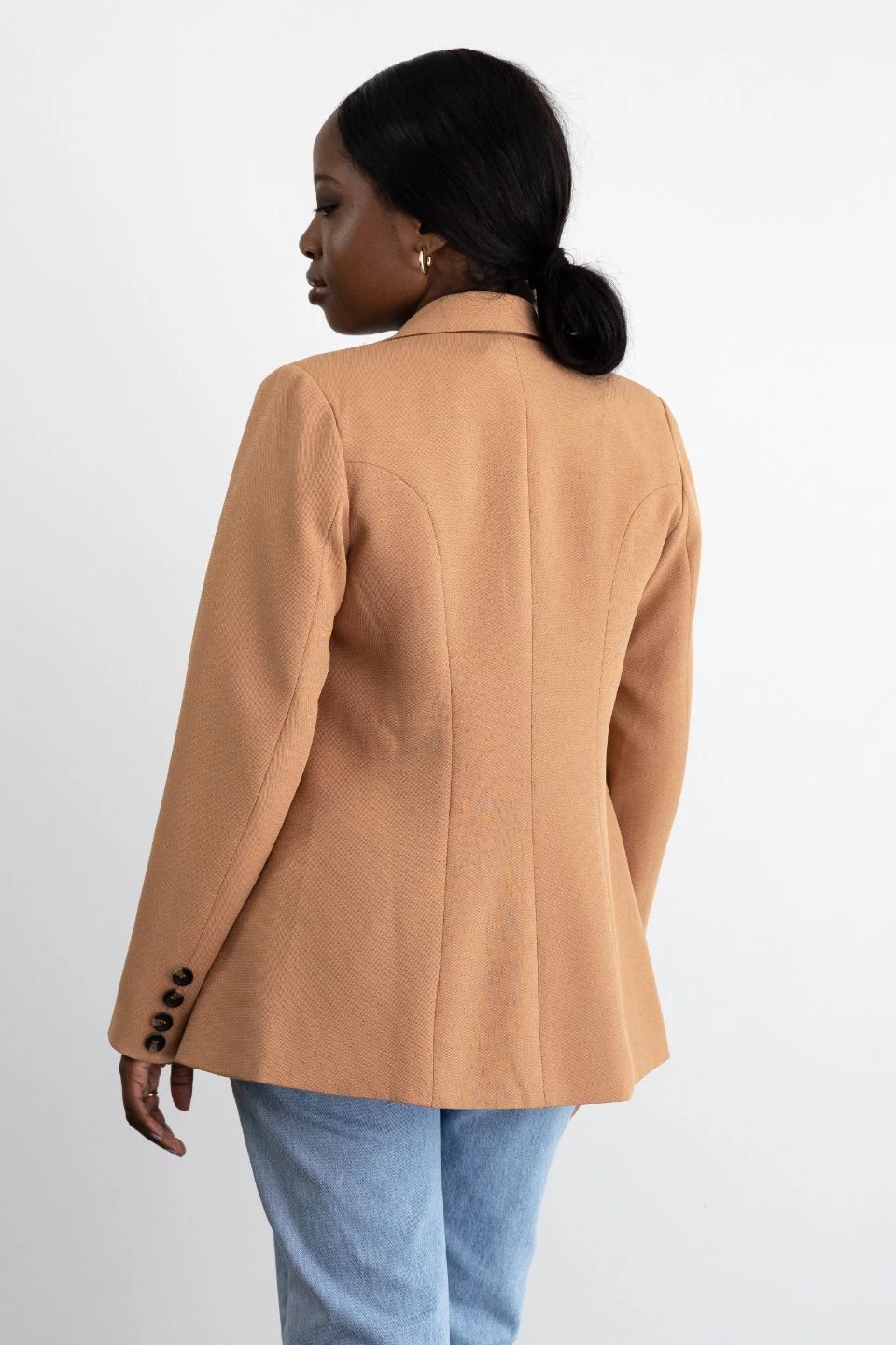 Ivy + Jack Harper Tan Textured Double Breasted Blazer Jackets & Coats