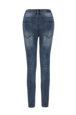 Among The Brave Harper Mid Blue Knee Dart Denim Jean