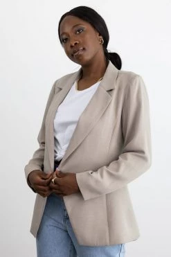 Ivy + Jack Harper Stone Textured Double Breasted Blazer