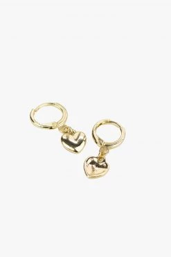 Flo Gives Back 15% To Women In Need Heart Gold Huggie Hoop Earrings Jewellery