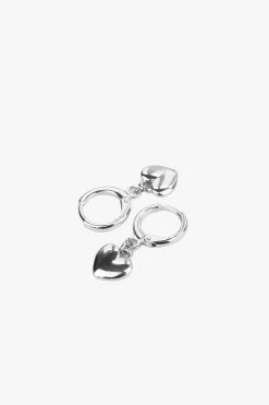 Flo Gives Back 15% To Women In Need Jewellery Heart Rhodium Huggie Hoop Earrings