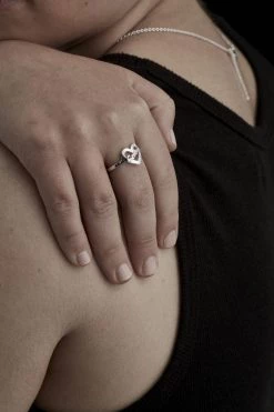 Stolen Support Local Heart Script Ring