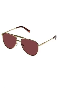 Le Specs High Fangle Gold Brown Fade Lens Aviator Sunglasses