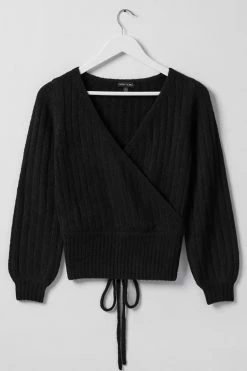 Among The Brave Honest Black Soft Ballerina Cross Over Knit