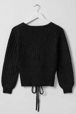 Among The Brave Honest Black Soft Ballerina Cross Over Knit