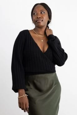 Among The Brave Honest Black Soft Ballerina Cross Over Knit