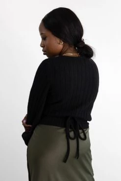 Among The Brave Honest Black Soft Ballerina Cross Over Knit