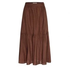 Ivy + Jack Hope Chocolate Linen Tiered Midi Skirt