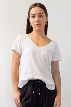 Humble + Heart Respect Relaxed White V Neck Organic Tee Tops & Tees