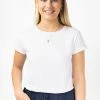 Humble + Heart Tops & Tees Roxy Rolled Sleeve White Crop Organic Tee