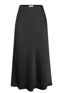Ivy + Jack Skirts Ivy Black Washer Satin Midi Bias Skirt