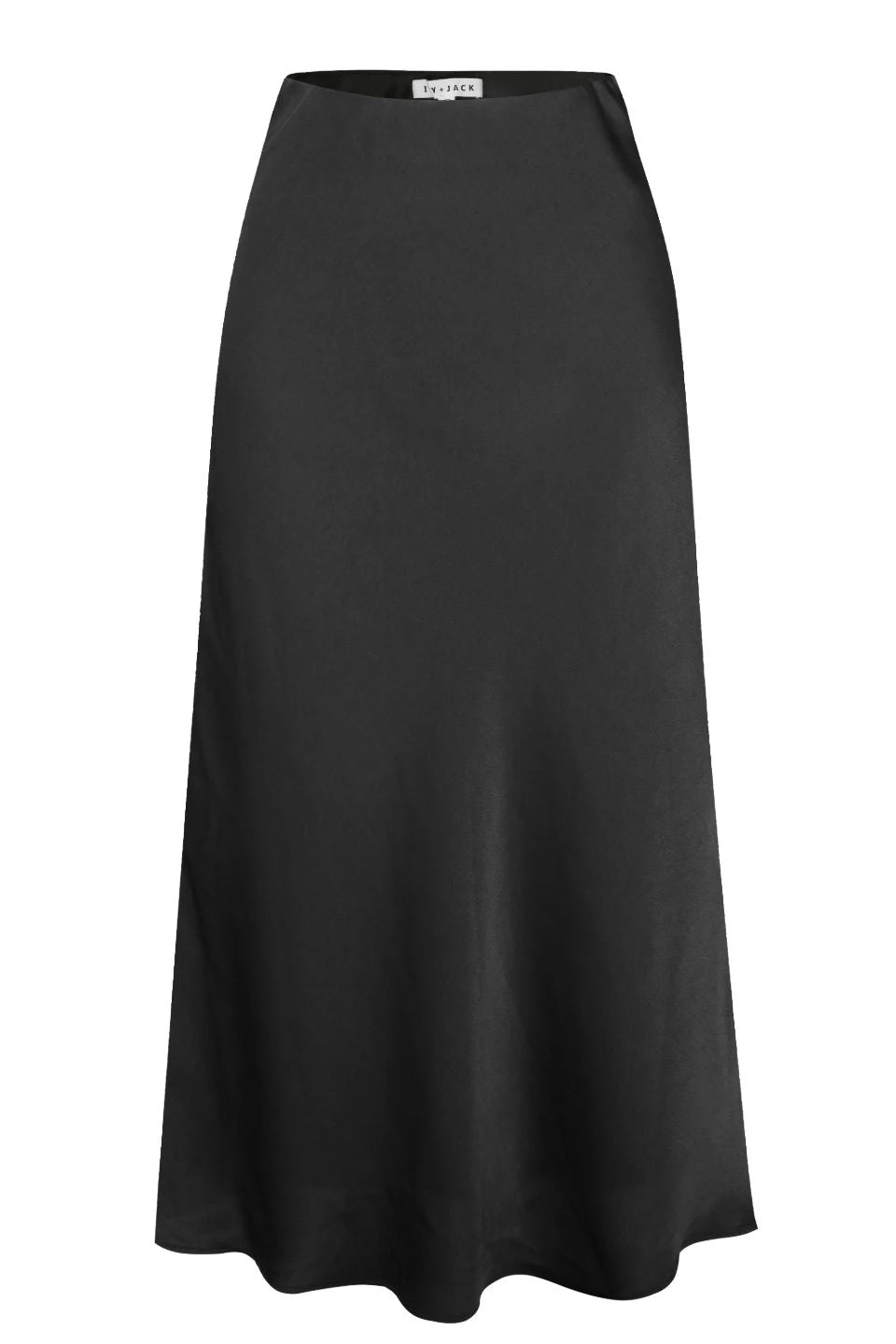 Ivy + Jack Skirts Ivy Black Washer Satin Midi Bias Skirt