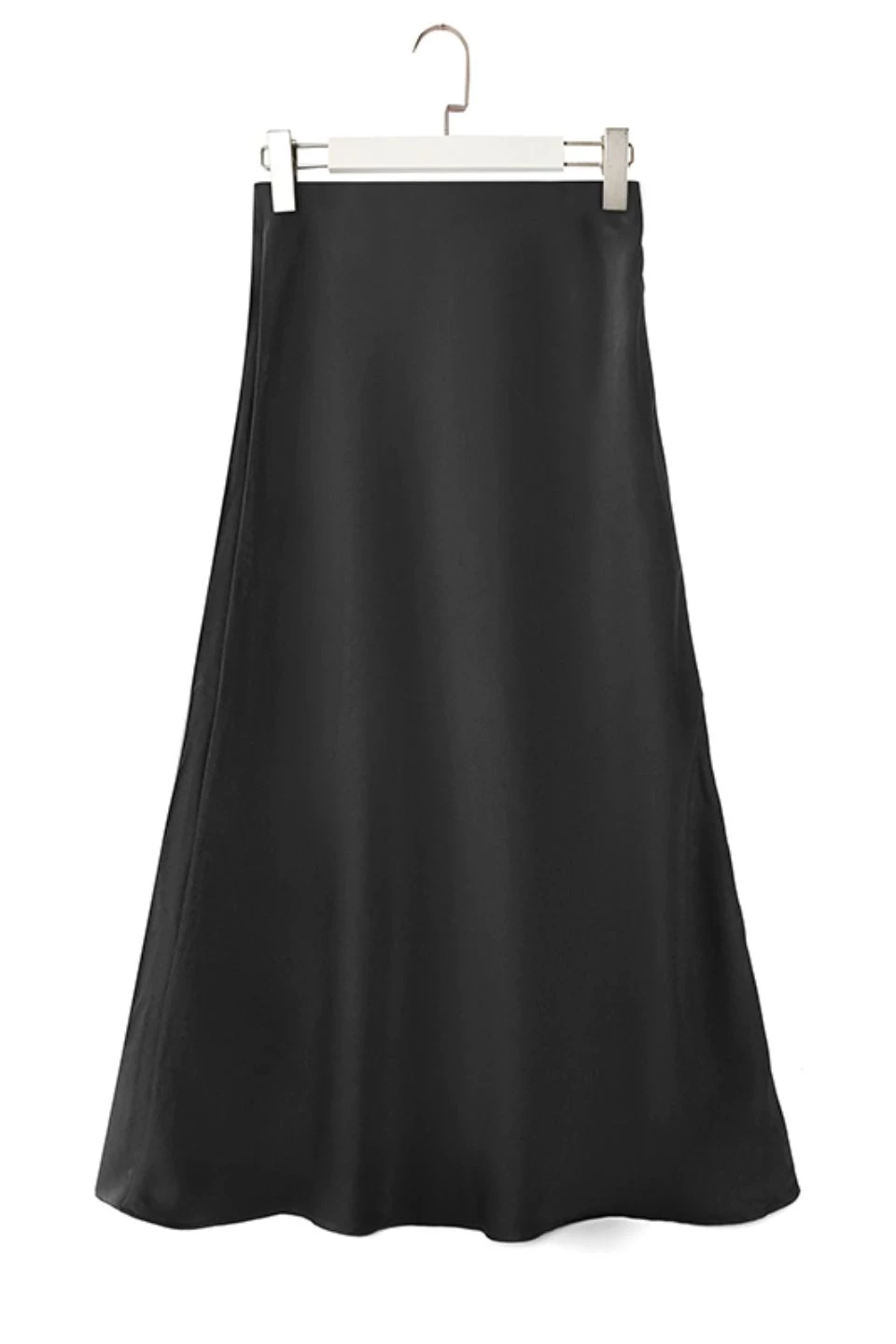 Ivy + Jack Skirts Ivy Black Washer Satin Midi Bias Skirt