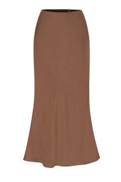 Ivy + Jack Ivy Chocolate Satin Midi Bias Skirt Skirts