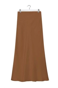 Ivy + Jack Ivy Chocolate Satin Midi Bias Skirt Skirts