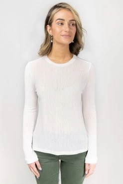 Ivy + Jack Faith Ivory Mesh LS Crew Top