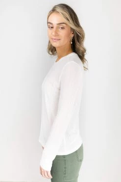 Ivy + Jack Faith Ivory Mesh LS Crew Top