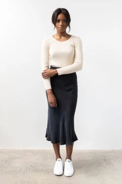 Ivy + Jack New In Radiant Cream LS Rib Knit Crew Neck Top