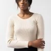 Ivy + Jack New In Radiant Cream LS Rib Knit Crew Neck Top