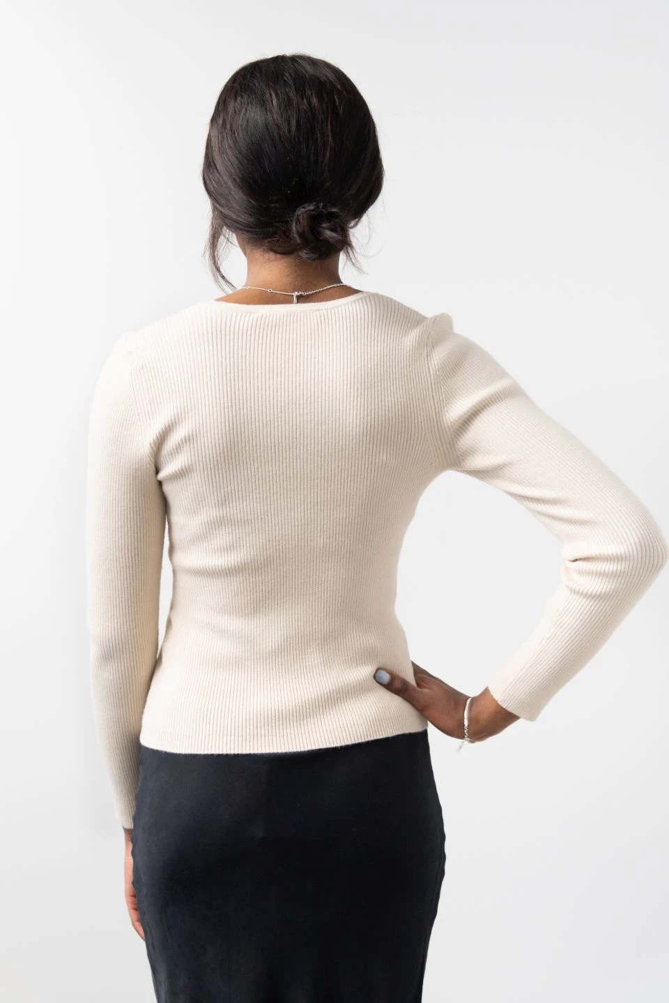 Ivy + Jack New In Radiant Cream LS Rib Knit Crew Neck Top