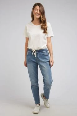 Foxwood Juliette Jogger Elastic Waist Blue Jean