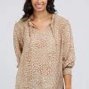 Foxwood Kaiya Beige Animal LS Top