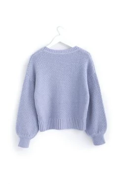 Among The Brave Keeper Lilac Chunky Textured Boxy Balloon Sleeve Knit New In