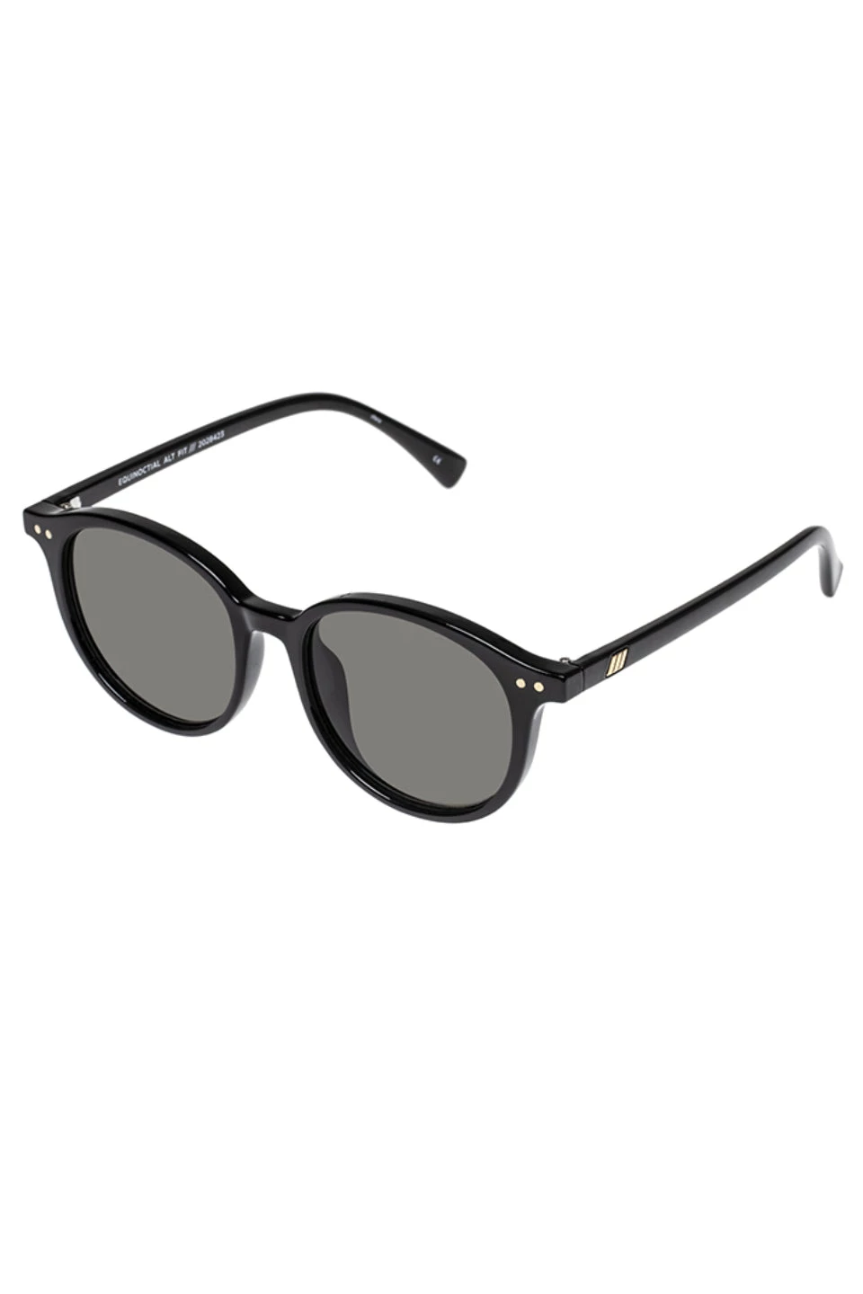 Le Specs Equinoctial Alt Fit Thin Round Black Khaki Lens Sunglasses