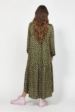 Leo + Be Variable Khaki Floral Silky Midi Dress New In