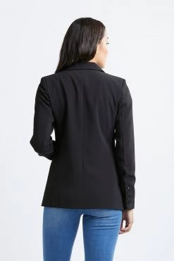 Leila + Luca Milla Black Crepe Double Breasted Blazer