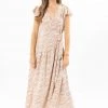Leila + Luca Romantic Peach Floral SS Wrap Maxi Dress Dresses