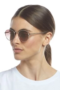 Le Specs Lost Legacy Round Gold Frame Brown Lense Sunglasses Eyewear