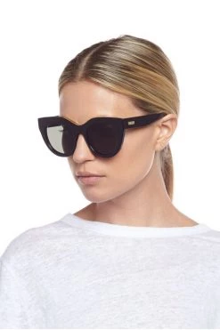 Le Specs Air Heart Cat Eye Black Gold Khaki Lens Sunglasses Eyewear