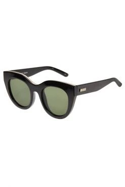 Le Specs Air Heart Cat Eye Black Gold Khaki Lens Sunglasses Eyewear